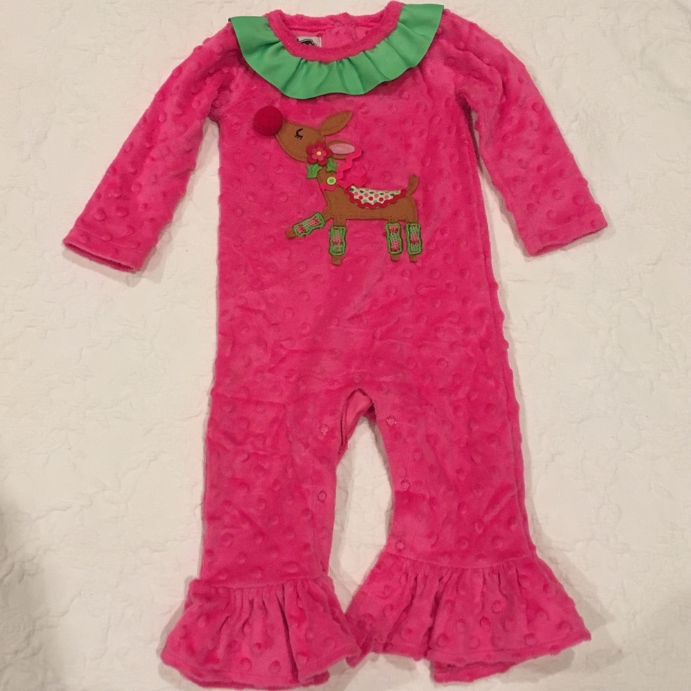 Baby Girls Mud Pie Pink Christmas 12m